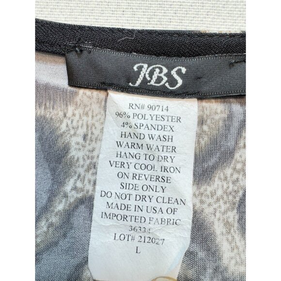 JBS Women's Ruched Top Stretch Size Large Multicolor Leopard Print Long Sleeve - Picture 3 of 11